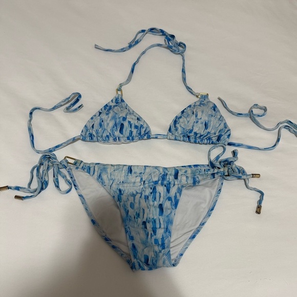 Melissa Odabash Cancun Waterfall Halterneck Bikini Set – Blue Tropical, - Picture 2 of 7
